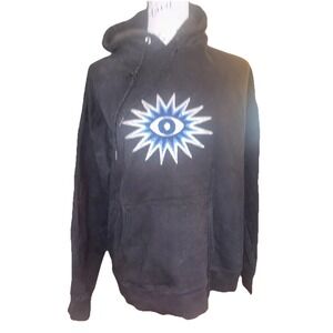 Black Evil Eye Hoodie Sweatshirt Size Large Hand Embroidered